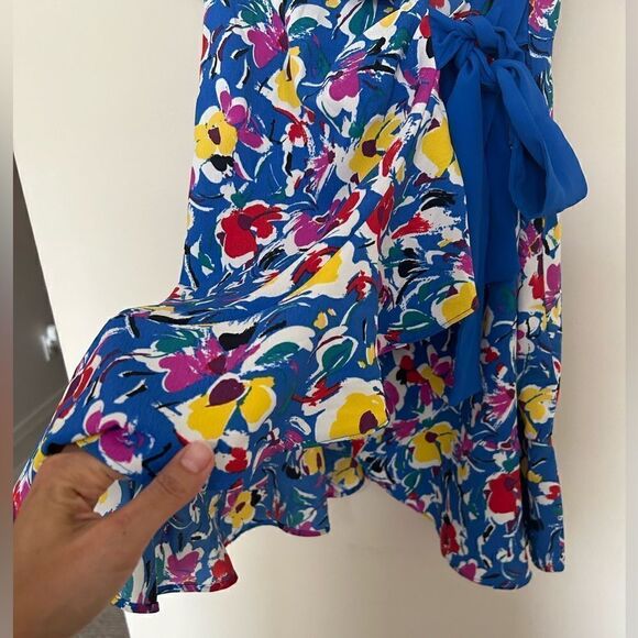 Top Shop Floral Blue Wrap Dress - Picture 9 of 15